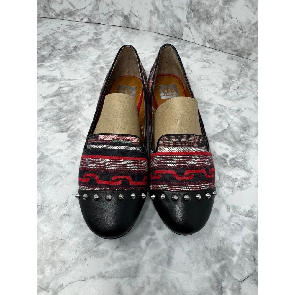 Dolce Vita ❤️Womens Southwestern Woven Studded Loafers Red Black boho festival 8